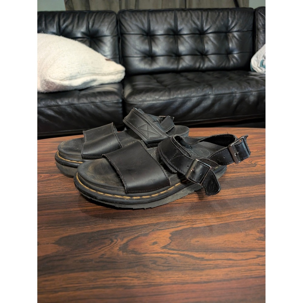 Dr. Martens Voss Black Leather Platform Sandals Womens 7